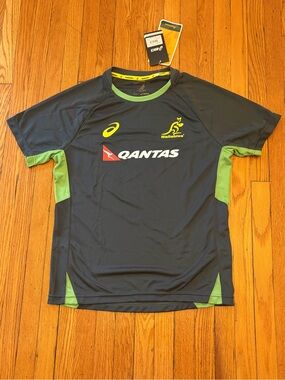 Asics Kids Rugby Quanta’s Tee in Charcoal with Lime Green Accents